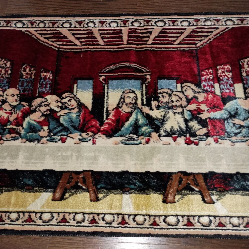 Vintage The Last Supper Tapestry Made In Italy 36x20 Jesus Apostles Religious - Picture 3 of 16